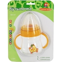 Бутылочка для кормления с широким горлом "Мир детства", пластиковая, 180 мл, от 4 месяцев артикул 7153a.