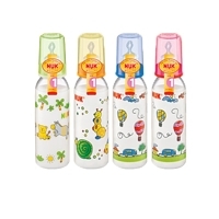 Бутылочка для кормления "NUK", пластиковая с латексной соской, 250 мл, от 0 до 6 месяцев, в ассортименте артикул 7155a.