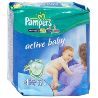 Подгузники "Pampers Active Baby", 9-20 кг, 18 шт артикул 7204a.